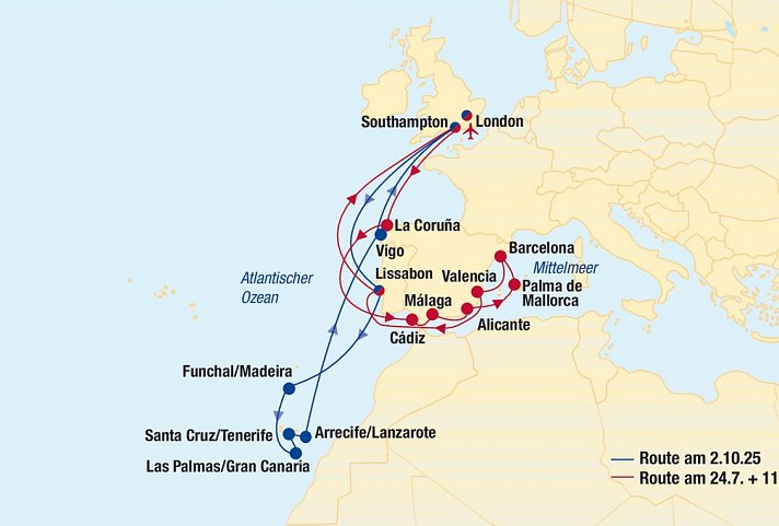 Kreuzfahrt Westeuropa (2 Routen zur Wahl)